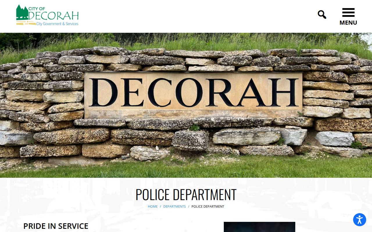 Decorah Police Department official arrest records source